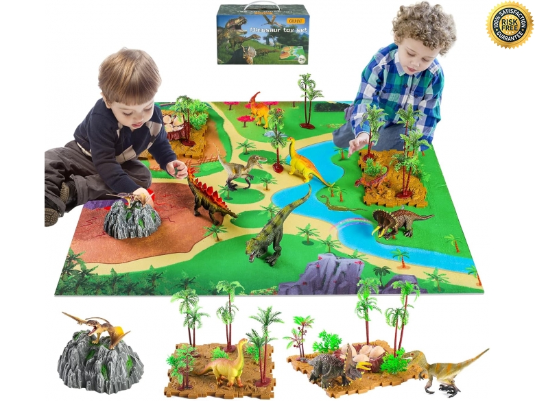 Hooqict Dino-Geschenktüte Mit Griffen – Inkl. Seidenpapier & Karten Für Kindergeburtstag